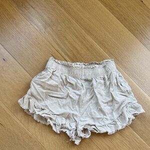 Aerie Cream High Waist Ruffle Shorts